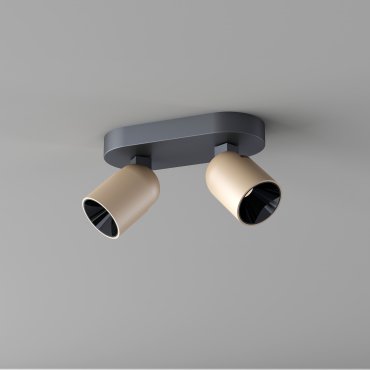 Artdelight Houston - spot en saillie 2 lumières - 20 x 9 x 12,1 cm - 2 x 8W LED dimmable inclus - noir et champagne