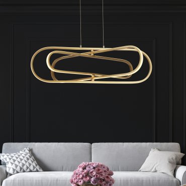 Searchlight Clip - lampe suspendue - 80 x 120 cm - 53W LED inclus - or et opale