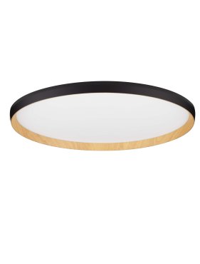 Nova Luce Vomos - plafonnier - Ø 60 x 7 cm - 55W dimmable LED inclus - noir sablé et bois