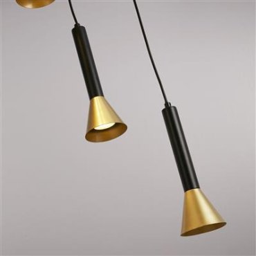 Searchlight Signal - lampe suspendue 5L - Ø 37 x 150 cm - noir et or