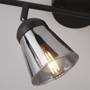 Searchlight Mega - spot en saillie 4L - 83 x 24 x 14 cm - noir et verre fumé