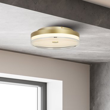 Searchlight Cyprus - plafonnier - Ø 40 x 11 cm - 29W LED dimmable inclus - doré et transparent