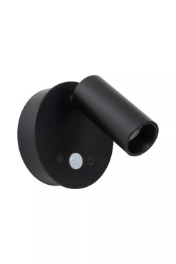 Lucide Toni - applique murale rechargeable avec détecteur de mouvement - Ø 8,1 x 12,4 cm - 2W LED dimmable inclus - noir