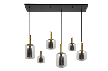 Lucide Joanet - Lampe suspendue 6L - 130 x 30 x 190 cm - Fumé