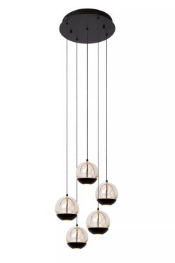 Lucide Sentubal 5L - lampe suspendue - Ø 31 x 150 cm - 5 x 5,2W LED inclus - noir