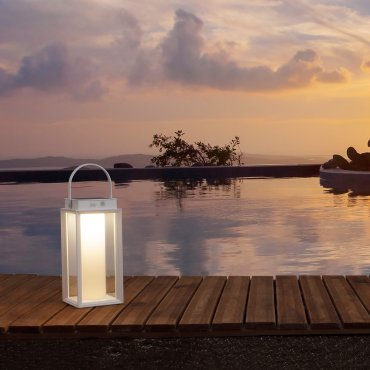 Nova Luce Verhal - lampe de table portable à énergie solaire avec port USB - 16 x 47,5 x 16 cm - 2W dimmable LED inclus -  IP54 - blanc sablé