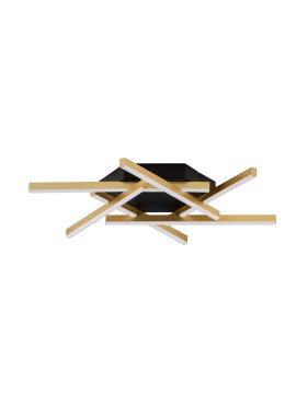 Nova Luce Antama - plafonnier -  60 x 7,5 x 60 cm - 43W dimmable LED inclus - noir sablé et or