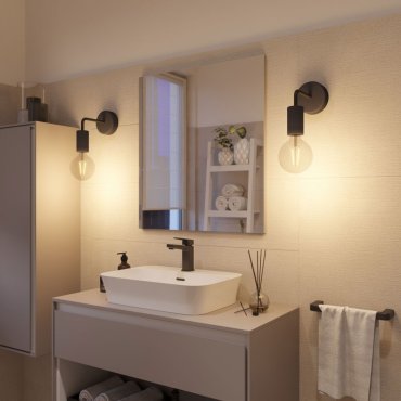 Creative Cables Eiva - applique murale pour l'extérieur et/ou la salle de bain avec fixation en silicone - Ø 12,5 x 14 cm - IP65 - charbon