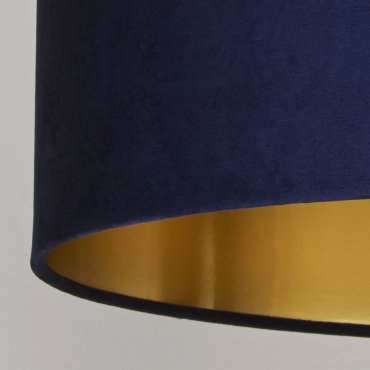 Searchlight Drum Shade - abat-jour - Ø 40 x 24 cm - bleu marine et or brossé