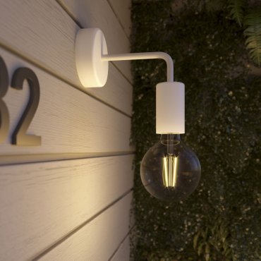 Creative Cables Eiva - applique murale pour l'extérieur et/ou la salle de bain avec fixation en silicone - Ø 12,5 x 14 cm - IP65 - blanc