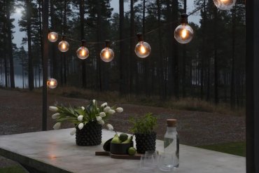 Konstsmide - cordon lumineux décoratif avec fonction variateur - kit d'extension - 9,15 mètres de longueur plus 8,5 mètres de cordon - 10 ampoules LED remplaçables incluses - 7W - IP44 - noir