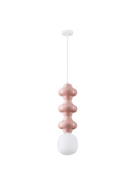 Nova Luce Clio - lampe suspendue - Ø 18 x 240 cm - rose et verre opale