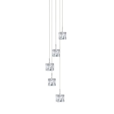 Searchlight Ice Cube - lampe suspendue - Ø 18 x 116 cm - 5 x 5W LED dimmable inclus - chrome