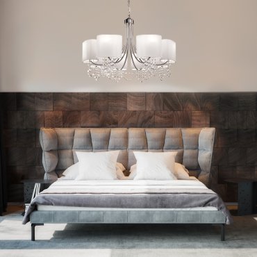 Searchlight Nina - lustre - Ø 75 x 106 cm - chrome et blanc