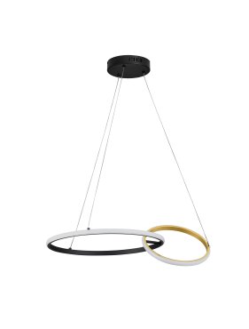 Nova Luce Imar - lampe suspendue - Ø 63 x 150 cm - 36W dimmable LED inclus - noir sablé et or