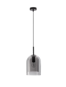 Nova Luce Velor - lampe suspendue - Ø 18 x 240 cm - verre fumé et noir