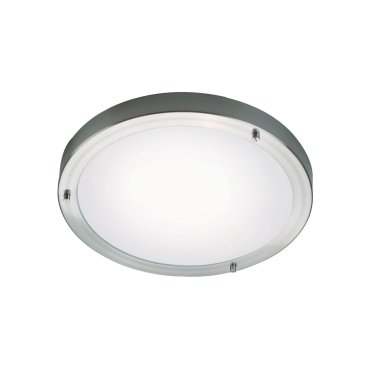 Nordlux Ancona Maxi - plafonnier - Ø 31,5 x 8 cm - IP44 - acier brossé et blanc opale