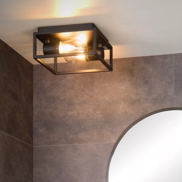 Lucide Carlyn - plafonnier - 25 x 25 x 12,6 cm - IP54 - noir
