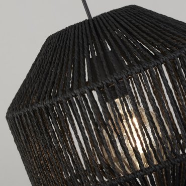 Searchlight Wicker - lampe suspendue 3L - 130 x 30 x 130 cm - noir mat