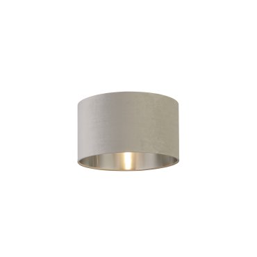 Searchlight Drum Shade - abat-jour - Ø 38 x 22 cm - gris clair et argent brossé