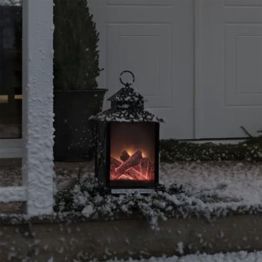 Konstsmide Christmas lights - lanterne de cheminée à piles - 24,5 x 24,5 x 42 cm - IP44 - noir