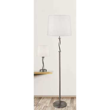 Searchlight Vegas - lampe à poser - Ø 28 x 44 cm - 6W LED inclus - argent satiné et blanc