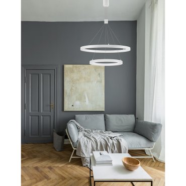 Nova Luce Empatia - lampe suspendue - Ø 60 x 120 cm - 60W LED dimmable inclus - blanc sable