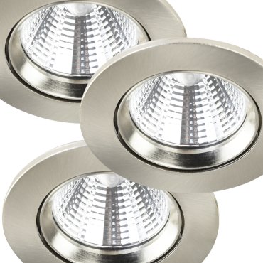 Nordlux Fremont - set de 3 - Ø 85 mm, Ø 72 mm encastré - 5,5W LED dimmable inclus - IP23 - acier brossé