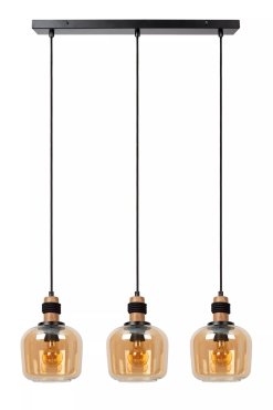 Lucide Ilona - lampe suspendue 3L - 70 x 18 x 150 cm - noir