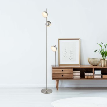 Searchlight Tully - lampadaire - 142 cm - 2 x 6W LED dimmable inclus - argent satiné