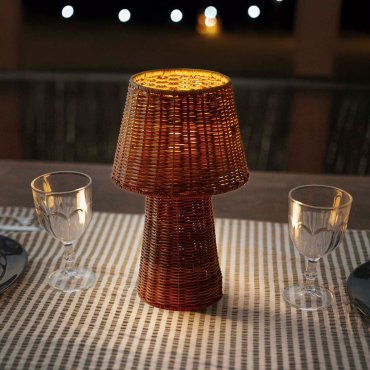 New Garden Lola 40 - lampe de table - Ø 15 x 38 cm - IP54 - rotin