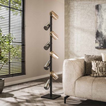 Vico Cylinder Mixed Glass - lampadaire - 175 cm - noir