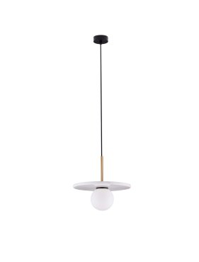 Nova Luce Idor - lampe suspendue - Ø 30 x 185 cm - marbre blanc et verre opale