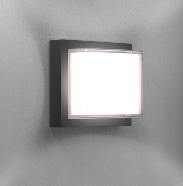 Century Italia Pura - lampe murale/plafonnier - 16 x 16 x 10 cm - 10W LED inclus - IP65 - anthracite