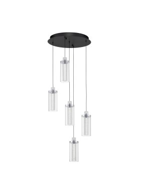 Nova Luce Lune - lampe suspendue - Ø 38 x 190 cm - 38W dimmable LED inclus - noir sable et chrome