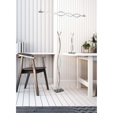 Searchlight Platt - lampadaire - 151,7 cm - 20W LED inclus - chrome et blanc