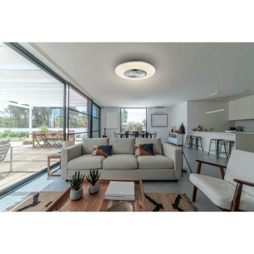ONE Light Plafo - plafonnier avec ventilateur et télécommande - Ø 60 x 15 cm - 30W LED inclus - blanc