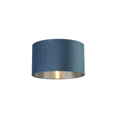 Searchlight Drum Shade - abat-jour - Ø 45 x 26 cm - bleu sarcelle et argent