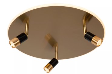 Lucide Jubel - plafonnier - Ø 48 x 16,5 cm - 28W + 3x 5W LED dimmable inclus - laiton