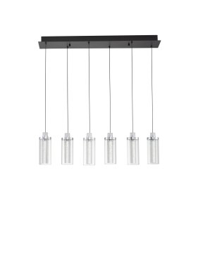 Nova Luce Lune - lampe suspendue - 20 x 170 x 81 cm - 44W dimmable LED inclus - noir sable et chrome
