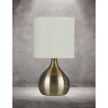 Searchlight Touch - lampe de table - 29 cm - 3 niveaux d'intensité - blanc et laiton antique