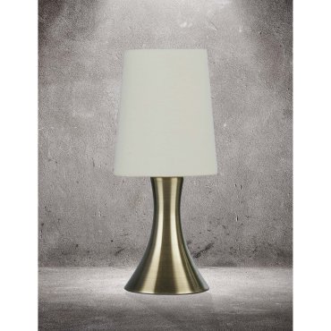 Searchlight Touch - lampe à poser - Ø 12,5 x 29,5 cm - 3 niveaux de gradation - laiton antique et blanc