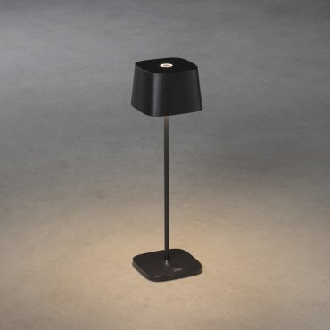 Konstsmide Capri - lampe de table extérieure sans fil avec station de charge - Ø 10 x 36 cm - 2,2W LED dimmable inclus - IP54 - noir
