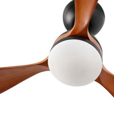 Faro Poros L - ventilateur de plafond avec lumière - Ø 132 cm - noir mat et noyer