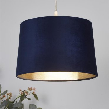 Searchlight Abat-jour tambour - Ø 30 x 20 cm - bleu marine et or brossé