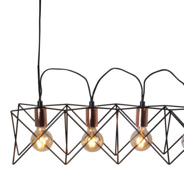 Searchlight Anthea - lampe suspendue - 73 x 19 x 146 cm - noir mat et cuivre