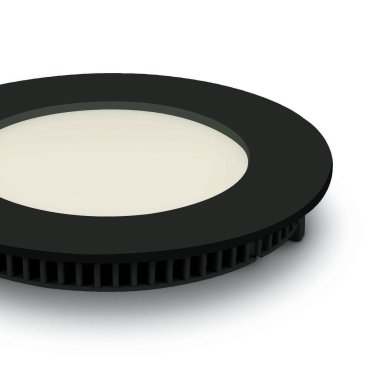 ONE Light Round Recessed Panels - spot à encastrer - Ø 120 mm, Ø 108 mm encastré - 8W LED inclus - IP40 - noir - couleur de lumière blanche
