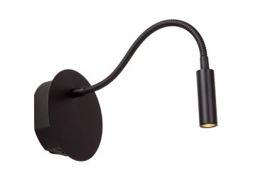 Lucide Jolijn - applique murale avec bras de lecture flexible - rechargeable via câble USB - Ø 11 x 3,2 cm - 2W led inclus - noir