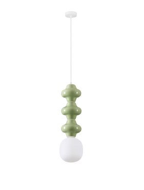 Nova Luce Clio - lampe suspendue - Ø 18 x 240 cm - vert et verre opale