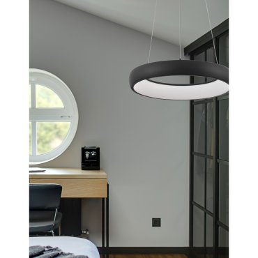 Nova Luce Albi - lampe suspendue - Ø 41 x 120 cm - 32W LED dimmable inclus - noir sable